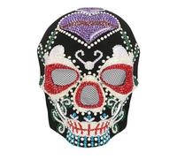 Boland - Masque Jour des morts avec strass | Masque pour costume d'horreur, Halloween, carnaval et soirée à thème, squelette, tête de mort