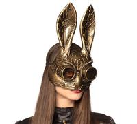 Boland - Demi-masque 54538 Steam-Bunny - Lapin steampunk doré métallisé, lunettes teintées