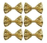 Boland - Nœud papillon pailleté, taille env. 13 cm, élastique, design étroit, carnaval, soirée déguisée, Or