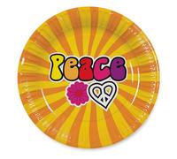 Boland Paquet de 8 Assiettes Hippie Peace en Carton 23cm