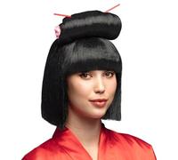 Boland - Perruque asiatique avec baguettes pour déguisements de carnaval, fête à thème, Halloween ou carnaval, perruque en cheveux synthétiques