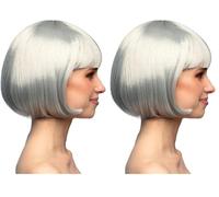 Boland - Perruque cabaret, mi-longue, bob avec franges, cheveux synthétiques, coiffure, fête à thème, carnaval, soirée déguisée, costume (Lot de 2)