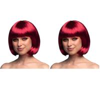 Boland - Perruque cabaret, mi-longue, bob avec franges, cheveux synthétiques, coiffure, fête à thème, carnaval, soirée déguisée, costume (Lot de 2)