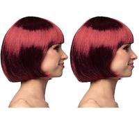 Boland - Perruque cabaret, mi-longue, bob avec franges, cheveux synthétiques, coiffure, fête à thème, carnaval, soirée déguisée, costume (Lot de 2)