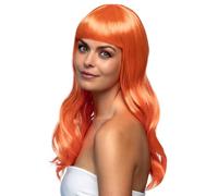 Boland Perruque Chique femme cheveux synthétiques longs et lisses avec frange orange Taille Unique