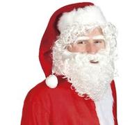 Boland perruque de père Noël, sourcils, barbe synthétique blanche taille unique Wit