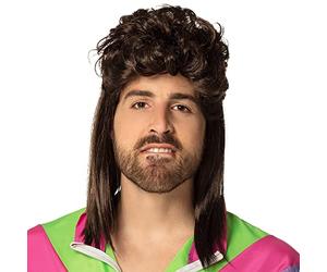 Boland - Perruque Proll Larry coupe mulet | Cheveux synthétiques bruns style années 80 pour la disco, les soirées « mauvais goût », le carnaval et les soirées à thème