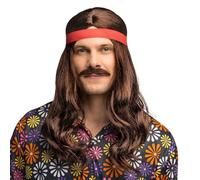 Boland - Perruque Woodstock avec barbe | Cheveux synthétiques avec bandeau style années 70 et 80 pour déguisements hippies, carnaval et cosplay