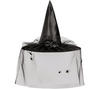 Boland Chapeau de sorcière Esmeralda pour adultes, avec voile, araignées et roses, Halloween