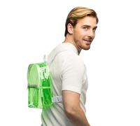 Boland - Sac à dos transparent aux couleurs fluo avec bretelles réglables, 2 poches zippées, sac pour les festivals, les costumes et les soirées à thème