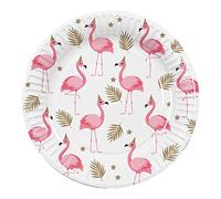 Boland Sachet de 10 assiettes Flamants Roses, rose et or 23 cm