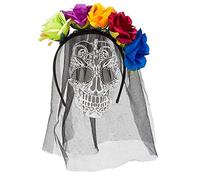 Boland - Serre-tête Diadème La Calaca | Diadème avec fleurs et voile pour costume, Halloween, Carnaval et soirée à thème