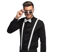 Boland - Ensemble de costume 3 pièces, accessoires avec bretelles, lunettes et nœud papillon, pour festival, JGA, carnaval et fête à thème
