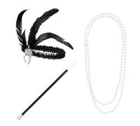 Boland - Set Années 20 pour Costume Flapper | Bandeau, porte-cigarette et collier, accessoires Charleston pour Carnaval et soirée à thème