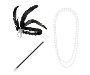 Boland - Set Années 20 pour Costume Flapper | Bandeau, porte-cigarette et collier, accessoires Charleston pour Carnaval et soirée à thème