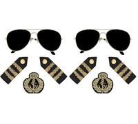 Boland - Set Costume, lunettes, broche et épaulettes, set de costume pour JGA ou carnaval (Lot de 2)