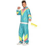 Boland - Set de fête pour hommes, bleu-jaune, survêtement années 80 et lunettes de fête, Bad Taste, déguisement, carnaval, fête à thème