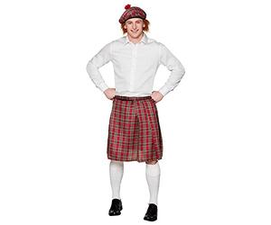 Boland - Set écossais pour hommes, à carreaux, kilt et barrettes, mini-jupe, casquette, écossaise, lady, Écosse, St. Patrick, déguisement, carnaval, fête à thème