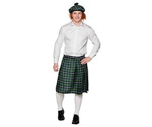 Boland - Set écossais pour hommes, à carreaux, kilt et barrettes, mini-jupe, casquette, écossaise, Lady, Ecosse, St. Patricks Day, déguisement, carnaval, fête à thème