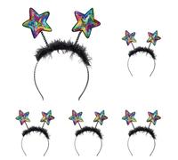 Boland - Tiare étoile avec Paillettes, Bandeau avec Plumes, Coiffe, Costume, Carnaval, fête à thème, Nouvel an (Lot de 5)