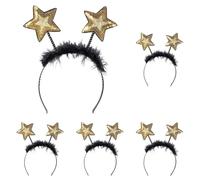 Boland - Tiare étoile avec Paillettes, Bandeau avec Plumes, Coiffe, Costume, Carnaval, fête à thème, Nouvel an (Lot de 5)