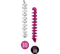Boland - Tourbillons - Décoration suspendue "Sweet 16" pack de 2 - Aluminium, Carton SG31942 (Taille unique) (Rose/argent/noir)