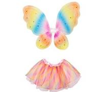 KIT DÉGUISEMENT FÉE AILES TUTU ARC-EN-CIEL FILLE
