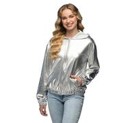Boland - Veste Rave au look métallique pour femmes et hommes au style rétro, costume de groupe pour une fête à thème ou le carnaval, Argent