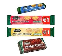Bolands Lot de 4 crèmes multi-parfums : crème pâtissière, framboise, jersey, bourbon, Irlande, 125 g chacune