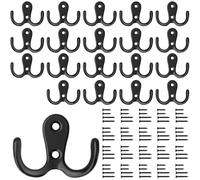 Bolatus 20 Pièces Rétro Patère, Crochet de Manteau Rétro Crochet Patère Porte Manteau Mural Vintage Crochet de Porte Métal pour Salle de Bain Cuisine Chambre Entrée（Noir）