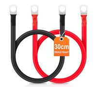 Bolatus 2pcs câble inverseur de Batterie 30cm, câble de Batterie 12v Fils de Batterie Automatique Rouge et Noir avec bornes à Anneau Fil Flexible en cuivre pour Moto, RV Solaire