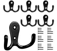 Bolatus 6 Pièces Rétro Patère, Crochet de Manteau Rétro Crochet Patère Porte Manteau Mural Vintage Crochet de Porte Métal pour Salle de Bain Cuisine Chambre Entrée（Noir）