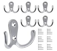 Bolatus 6 Pièces Rétro Patère, Crochet de Manteau Rétro Crochet Patère Porte Manteau Mural Vintage Crochet de Porte Métal pour Salle de Bain Cuisine Chambre Entrée（Argent）