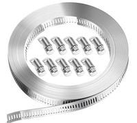 Bolatus Colliers de serrage pour tuyau de 3 mètres, collier de tuyau en acier inoxydable 304 avec 10 clips, serre-tubes DIY pour tuyau de piscine, tuyau de gaz domestique, tuyau de jardin