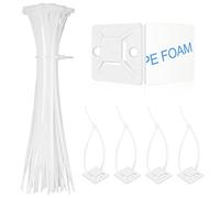 Bolatus Lot de 100 attaches de câble autocollantes avec attaches de câble multi-usage pour la maison, le bureau, le garage et l'atelier (100 mm x 2,5 mm) Blanc)