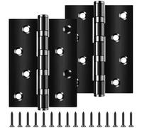 Bolatus Lot de 2 charnières de porte à roulement à billes pour charges lourdes - 10 cm - En acier inoxydable noir - Avec 8 trous - Pour portes massives - Porte de jardin - Intérieur et extérieur (100