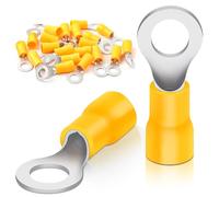 Bolatus Lot de 20 cosses à anneau - 4,0 à 6,0 mm² - Diamètre du trou M6 - Œillets de câble en PVC partiellement isolés - Cuivre rouge étamé (jaune)