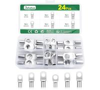 Bolatus Lot de 24 cosses tubulaires - 16 mm², 25 mm², 35 mm² - En cuivre étamé - Pour œillets de voiture M8 M10
