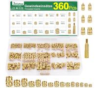 Bolatus Lot de 360 inserts filetés M2 M2.5 M3 M4 M5 M6, écrous de fusion en laiton avec fer à souder, aide à la fusion, filetage moleté pour pièces en plastique, inserts filetés pour pièces