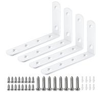 Bolatus Lot de 4 équerres de fixation d'angle en métal pour étagère murale avec vis 125 x 75 x 30 mm