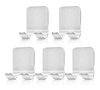 Bolatus Lot de 5 crochets multi-usages auto-adhésifs en acier inoxydable pour rasoir de salle de bain, douche, rasoir, clés, ustensiles de cuisine, serviette, peignoir