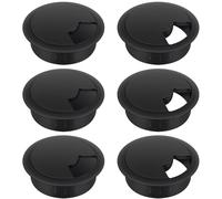 Bolatus Passe Cable Bureau 60 mm - Lot de 6 passages de Passe Fil Bureau en Plastique Noir Passage de câbles, Organisateur de Gestion des câbles pour la Maison et Le Bureau