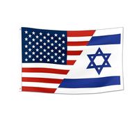 Bolcagob Drapeau Israël Drapeau USA 0.9x1.5m Drapeau Américain Drapeau Israël pour Décoration de Chambre Extérieur Double Bords Couture et 2 Oeillets