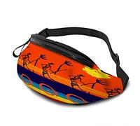 Bold African Tribal Nation Sac de Taille décontracté pour Hommes et Femmes Abstract Sunset Argyle Lines Peinture au Pinceau Sac Banane Durable Profitez du Sport Randonnée Course à Pied Cyclisme en p
