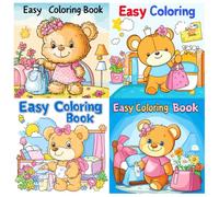 Bold and Easy Cozy Toddlers Bears Coloring Book: Cute and Adorable Small Little Town Coloring Pages | Simple Designs for Kids, Teens | Cosy Summer, Spring, Autumn and Winter Scenes