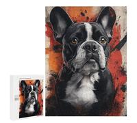 Bold Boston Terrier Art Print Puzzle 1000 Pièces Educa Jouet en Bois Cadeau Unique Décoration Intérieure Jeu Éducatif Challenge Toy Adultes Et Enfants À Partir De 14 Ans 500 PCS