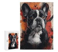 Bold Boston Terrier Art Print Puzzle 1000 Pièces Educa Jouet en Bois Cadeau Unique Décoration Intérieure Jeu Éducatif Challenge Toy Adultes Et Enfants À Partir De 14 Ans 300 PCS