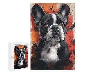Bold Boston Terrier Art Print Puzzle 1000 Pièces Educa Jouet en Bois Cadeau Unique Décoration Intérieure Jeu Éducatif Challenge Toy Adultes Et Enfants À Partir De 14 Ans 1000 PCS