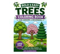 Bold & Easy Trees Coloring Book for Seniors & Beginners: Large Print Beautiful Trees, Peaceful Landscapes & Relaxing Nature Scenes