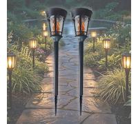BOLD Julian Lot de 2 pics solaires à LED (1600-1800 K, IP44, 8 heures d'utilisation, 6 heures de charge solaire, 1 interrupteur marche/arrêt) - Noir mat